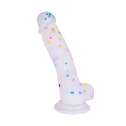 5.5‘’ Jelly Particles Rainbow Transparent Realistic Dildo With Suction Cup